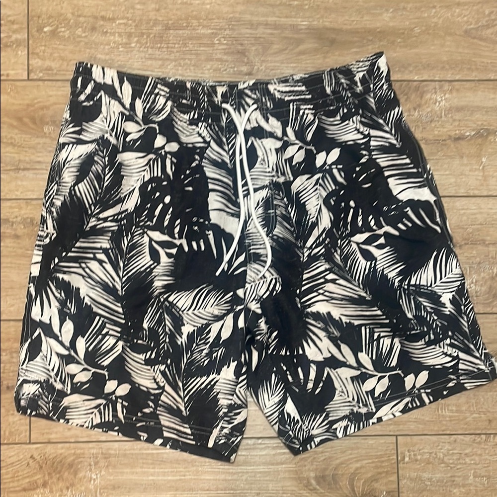 Tropical Leaf Print Swim Shorts